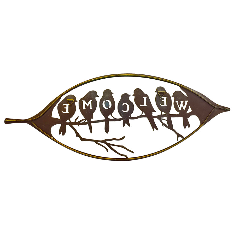 Colour Rust Birds in Leaf Welcome Sign 60x24cm - Image 4