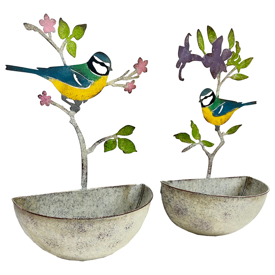 Set 2 Assorted Colourful Bird Wall Planters 24x40cm - Image 3