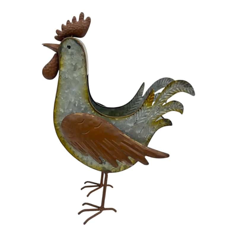 Distress Finish Rooster Planter / Storage Holder 39cm - Image 3