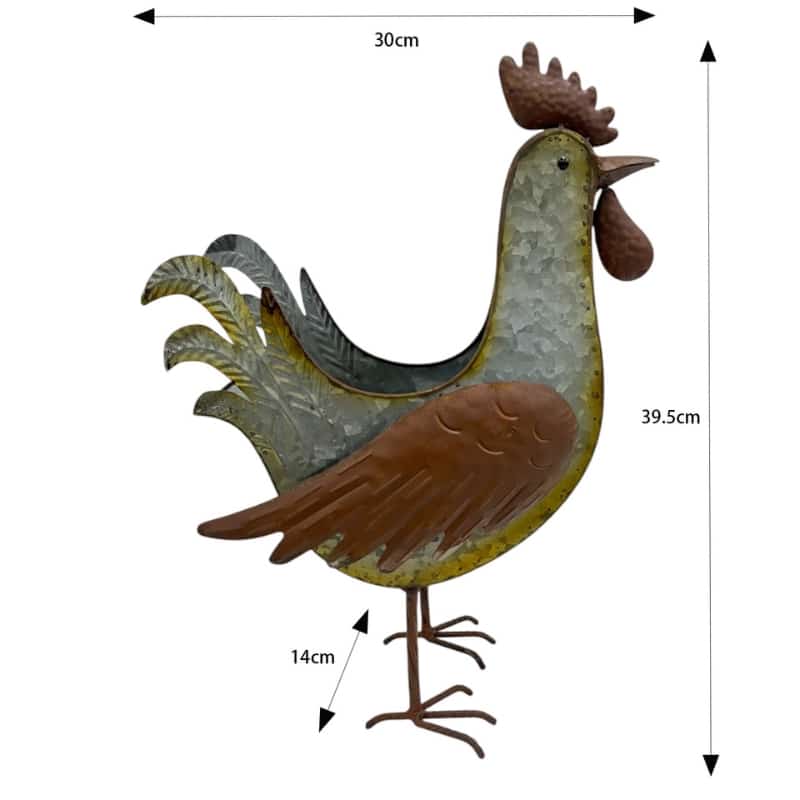 Distress Finish Rooster Planter / Storage Holder 39cm - Image 5