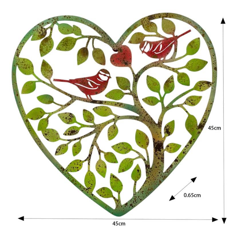 Laser Cut Heart Tree Of Life w Red Birds 45cm - Image 5