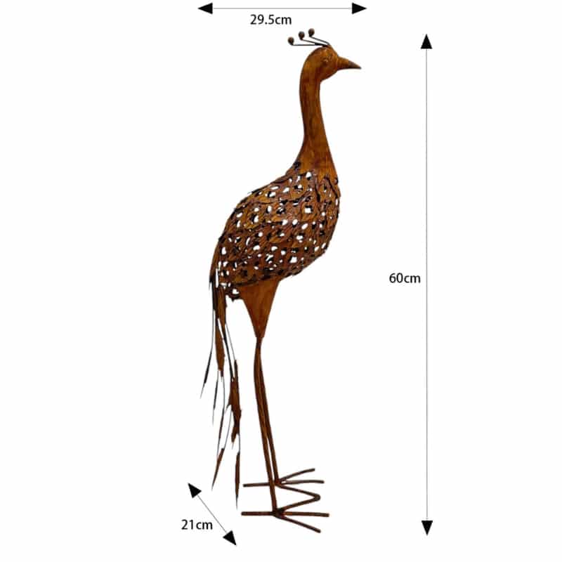 Rust Standing Peacock Garden Statue 60cm - Image 5