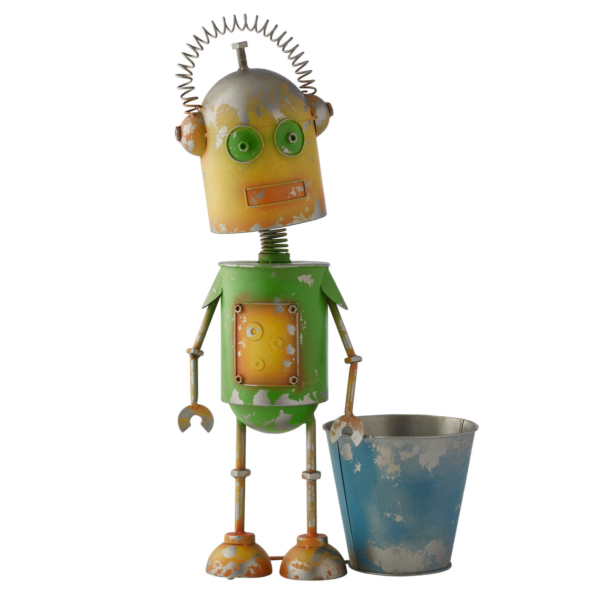 Yellow Green Robot w Pot 58cm