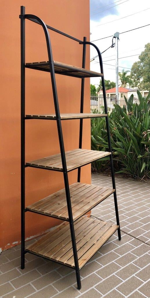 5 Tier Wooden Rack w/ Metal Frame 189cm