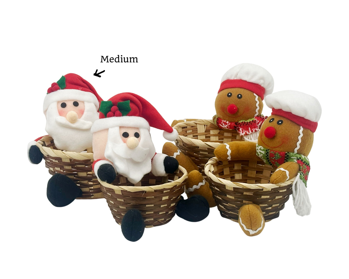bulk 12 Xmas Gift Baskets Santa & Ginger Bread Med 20cm
