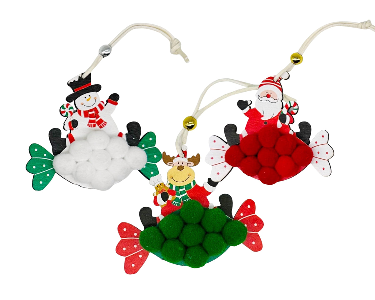 bulk 24 Xmas Red & Green Pompom 9cm