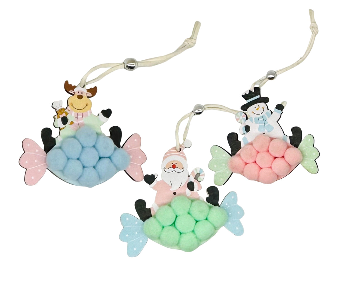 bulk 24 Xmas Pastel Pompom 9cm