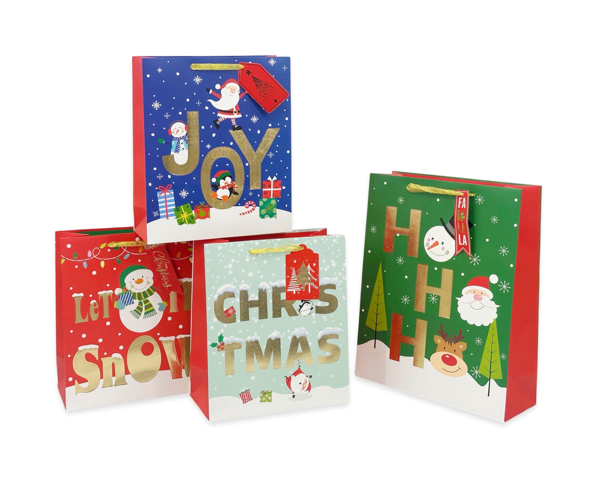 bulk 48 Large Hot Foiled Traditional Xmas Gift Bag 32cm