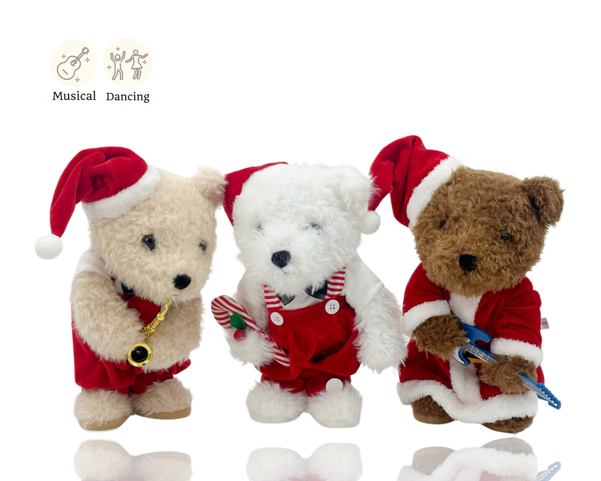 Bulk 9 Xmas Dancing N Musical Teddy Bear 2 Asst 12x8x33cm