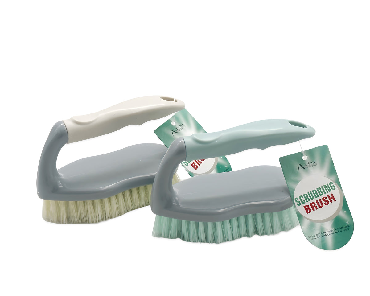 Bulk 24 Plastic Scrubbing Brush 14x6x9cm 2 Asst