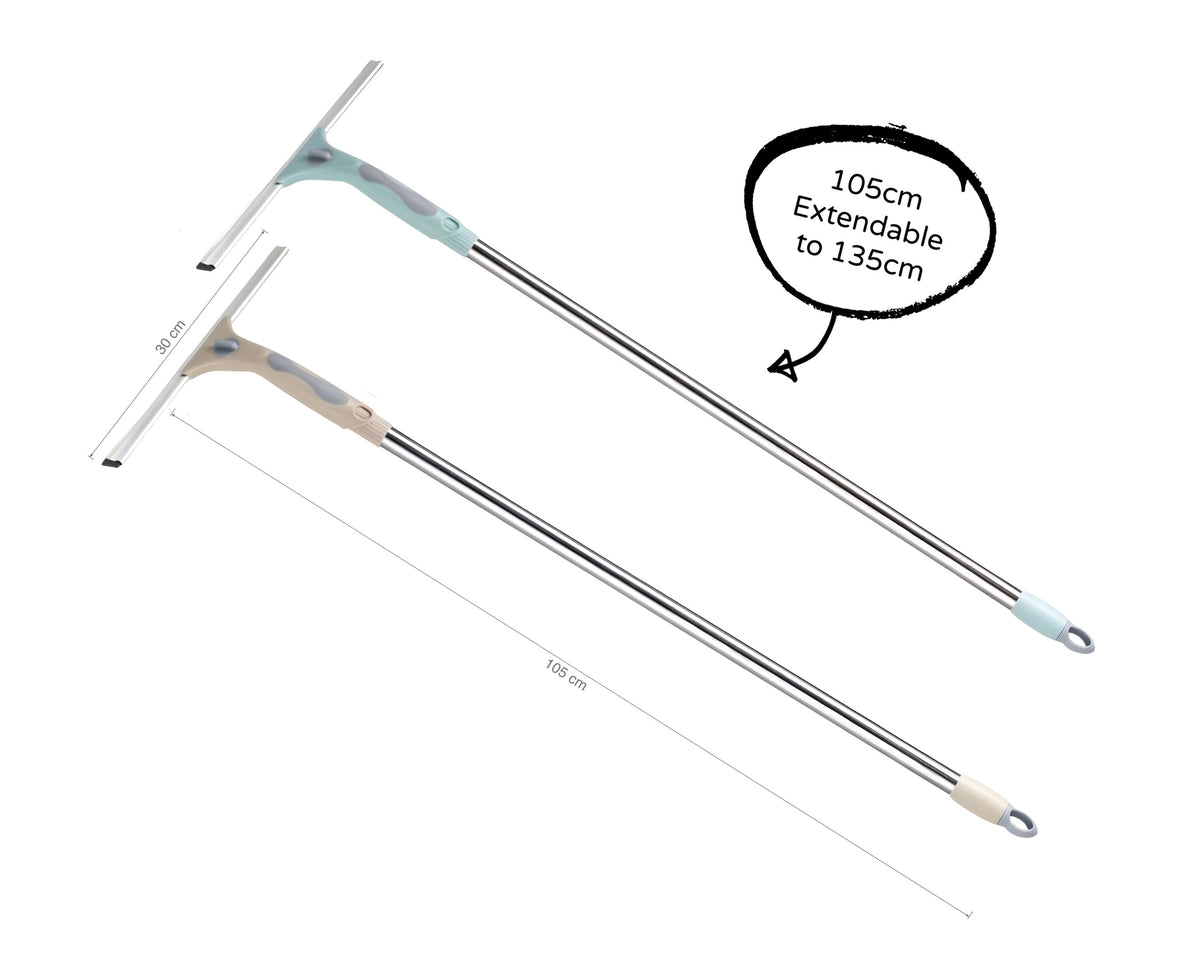 Bulk 12 Stainless Steel Extendable Window Squeegee 30x135cm 2 Asst