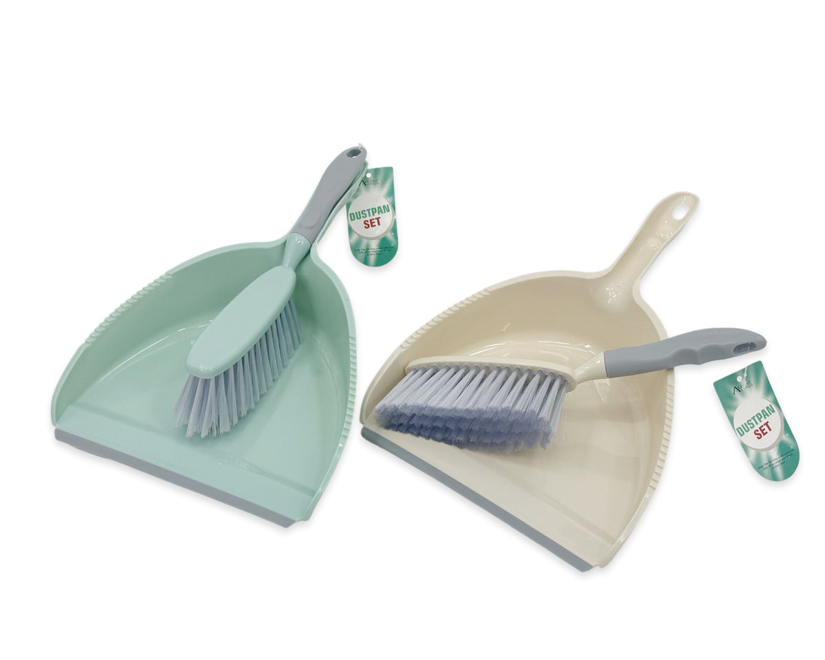 Bulk 24 Plastic Dustpan Set 34x23x8cm 2 Asst