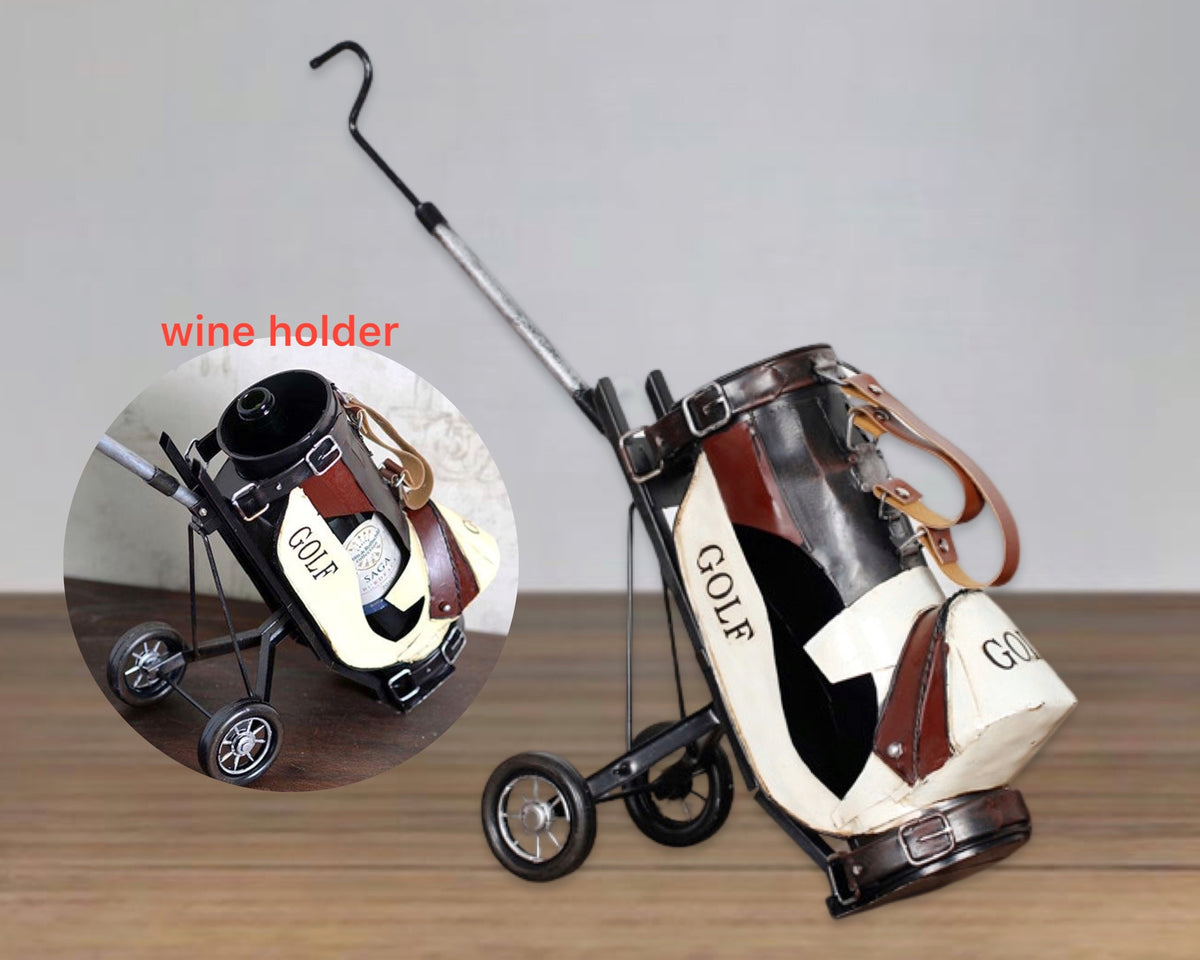 Retro Metal Golf Bag Wine Holder 40cm