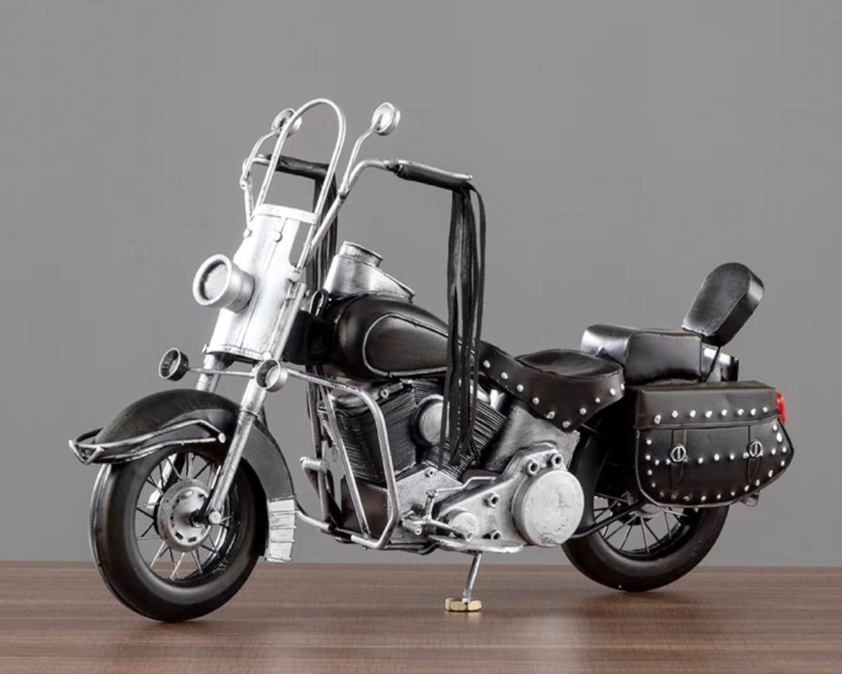 Metal & Faux Leather Motorbike 42cm