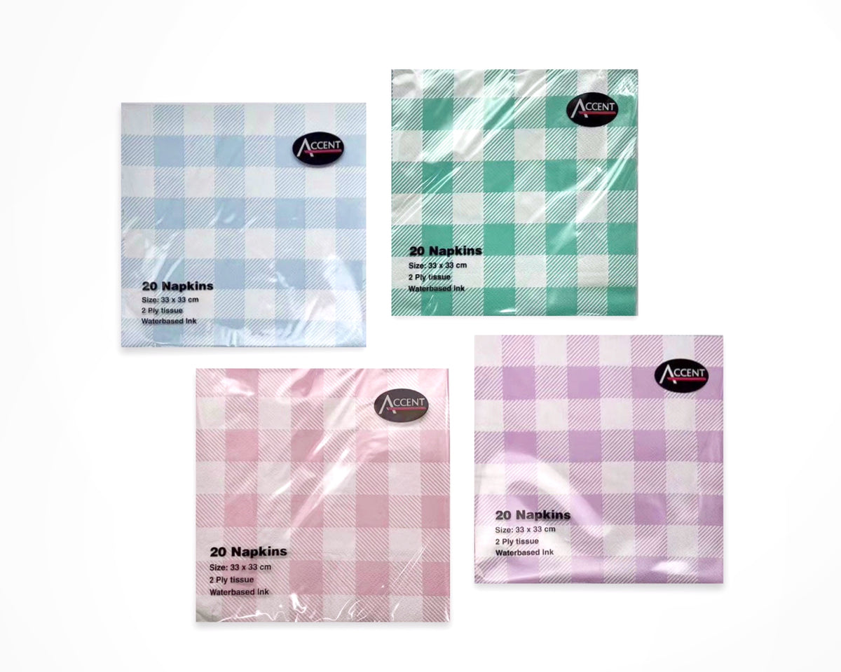 bulk 960 Gingham Pattern Napkin 2ply 33cm
