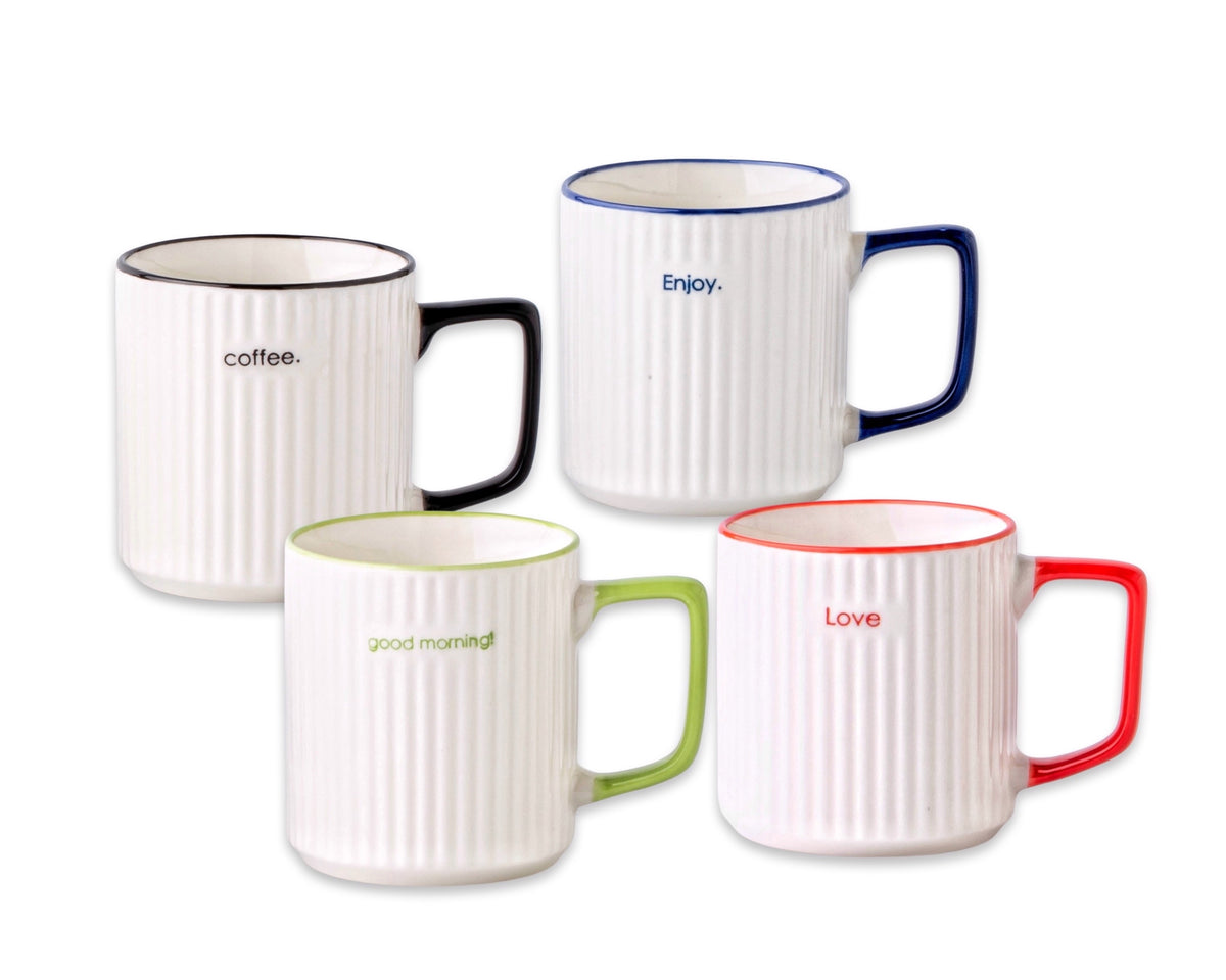 Bulk 24 Modern Ripple Mug New Bone China 340ml Asst Des