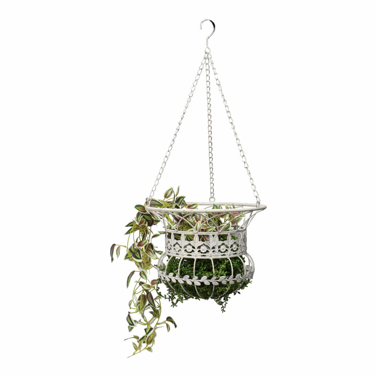Set 2 Nested Antique White Hanging Baskets 36x77cm - Image 2