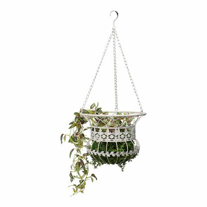Set 2 Nested Antique White Hanging Baskets 36x77cm - Image 2