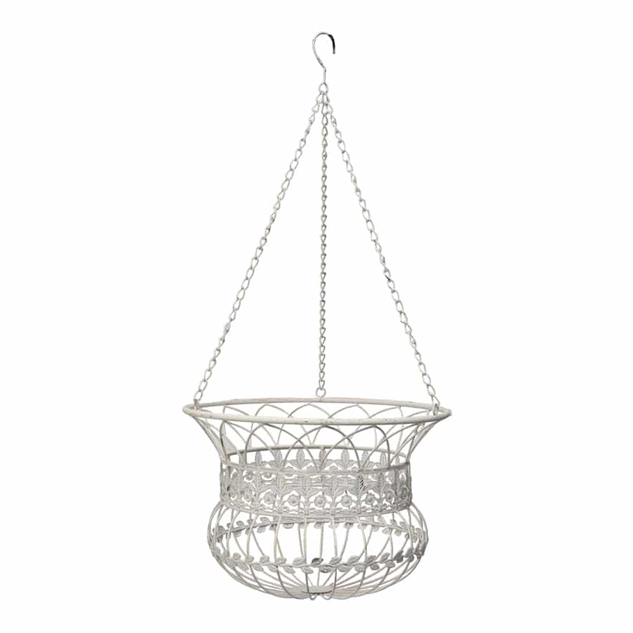 Set 2 Nested Antique White Hanging Baskets 36x77cm - Image 3