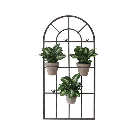 French Window Wall Art w Removeable 15cm Dia Pot Holders 130cm