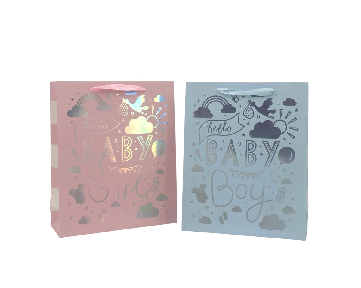 bulk 24 Xlarge Foiled Baby Gift Bag 42cm
