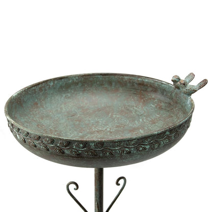 Ornate Round Birdbath w Bird 76cm - Image 4