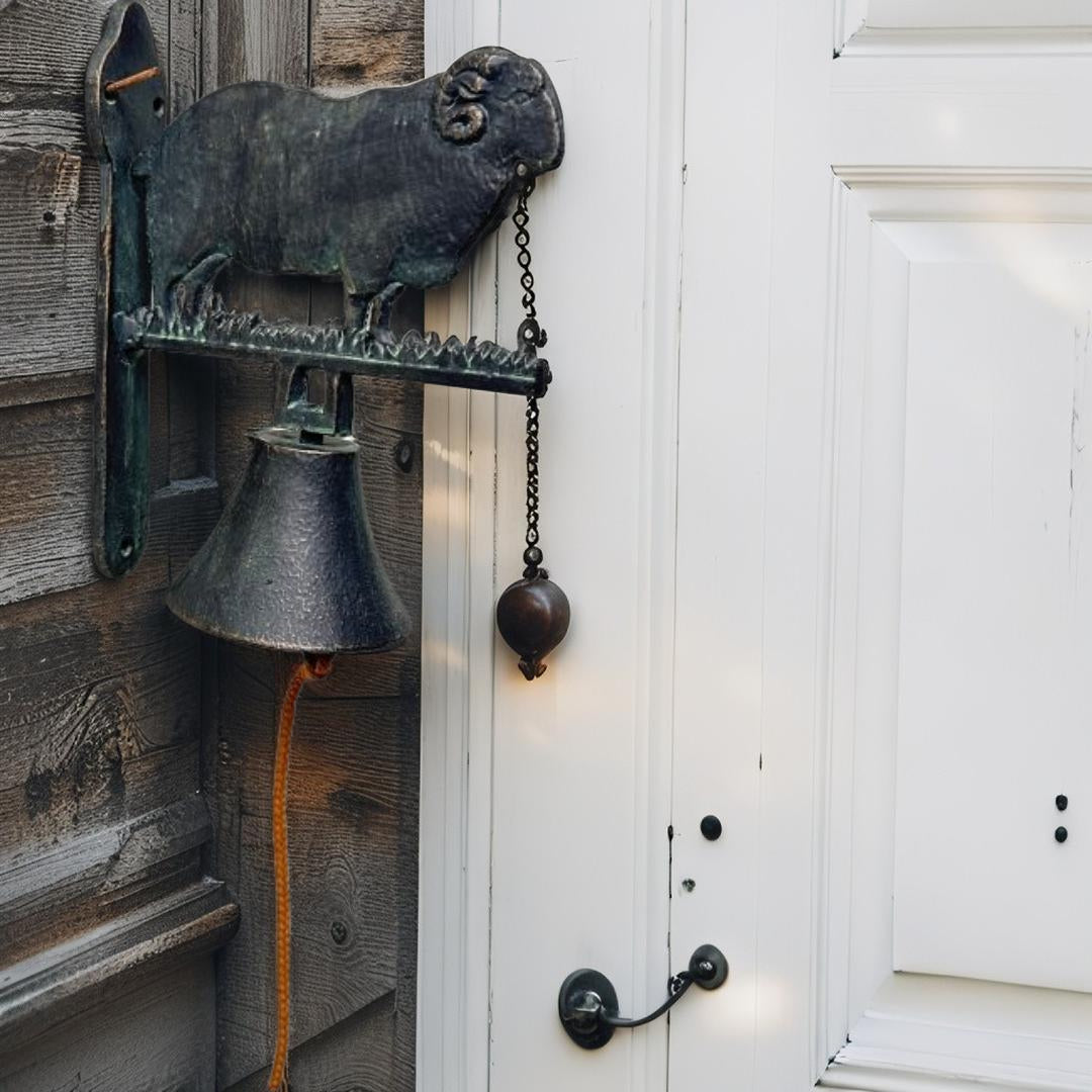 Cast-Iron Merino Ram Doorpost w Bell 23cm - Image 2