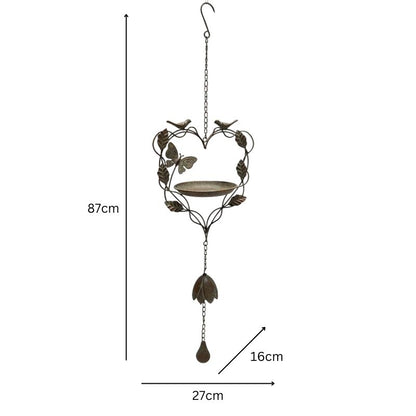 Hanging Heart Shape Birdfeeder w Butterfly + Birds 87cm - Image 3