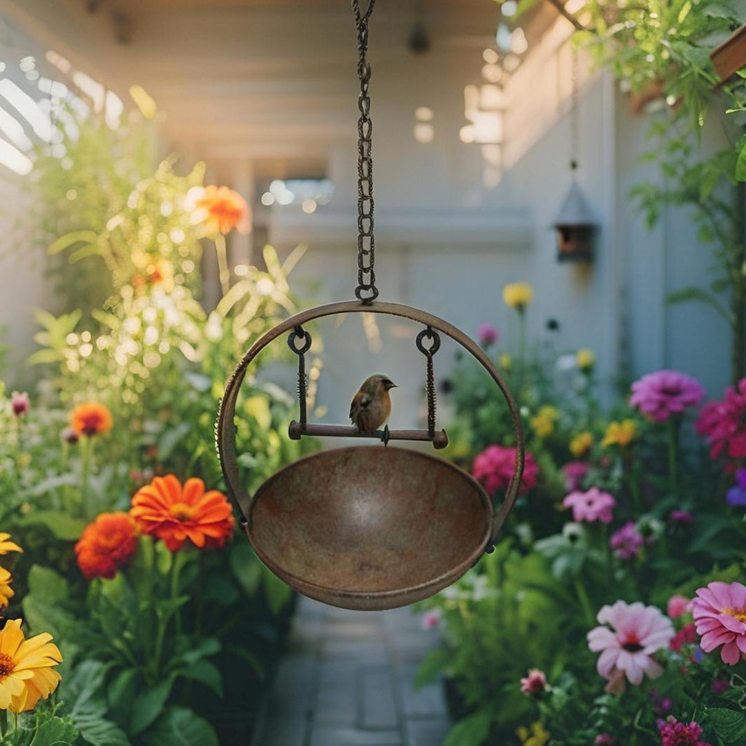 Hanging Birdfeeder w Bird On Swing 48cm - Image 2