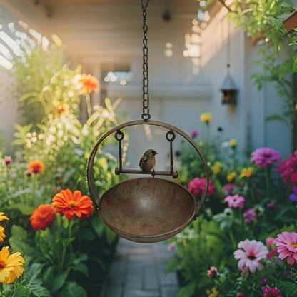 Hanging Birdfeeder w Bird On Swing 48cm - Image 2