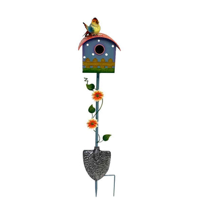 Colourful Birdhouse Stake w Garden Shovel 90cm