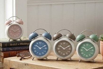 Bulk 12 Twin Bell Table Clock 2 Tone 11.8x6.8x16.3cm 4 Asst Clos
