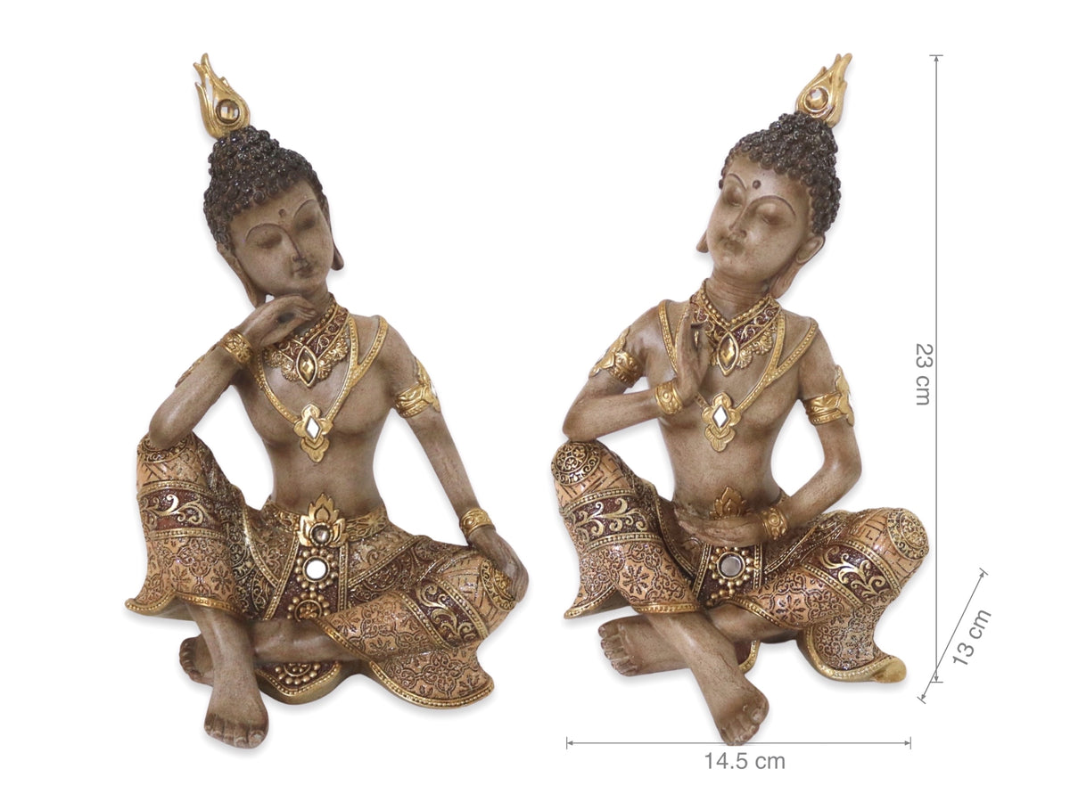 Set 2 Buddha Statue 23cm