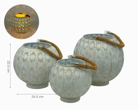 White Wash Moroccan Lantern 24cm