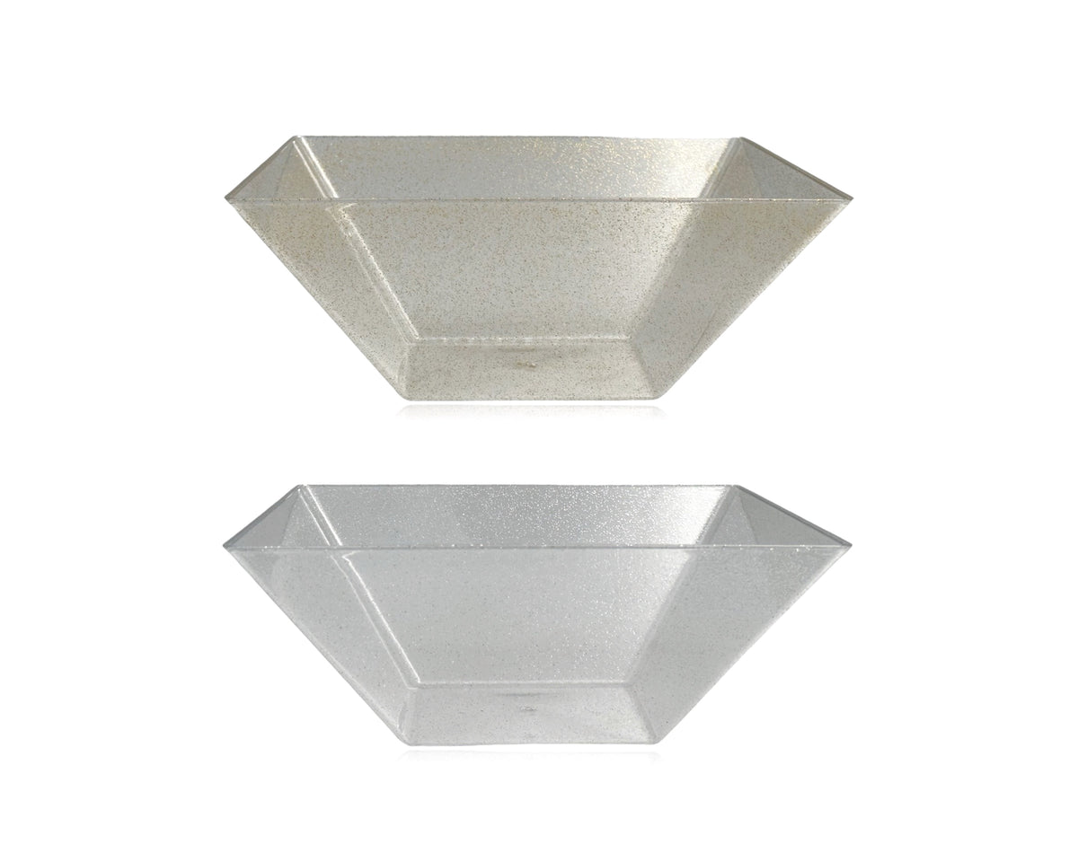 bulk 24 Glitter Plastic Tapered Bowl Square 2.8lt 24cm