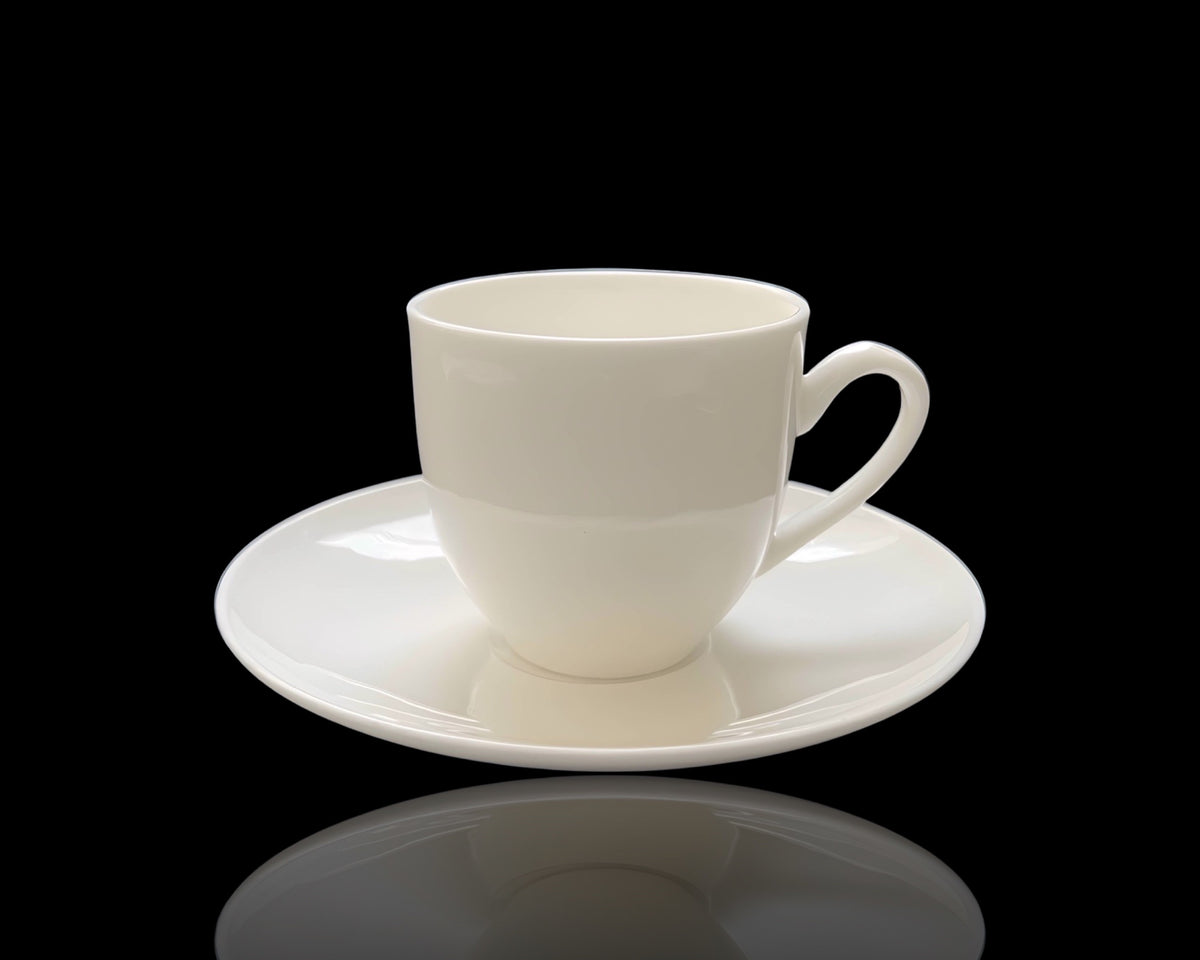bulk 24 Small White Fine Bone China Cup & Saucer 120ml