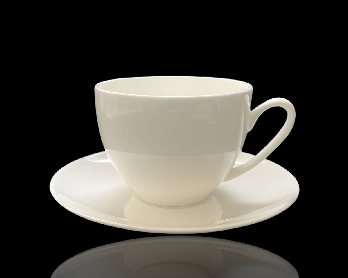 bulk 24 Classic White Fine Bone China Cup & Saucer 220ml
