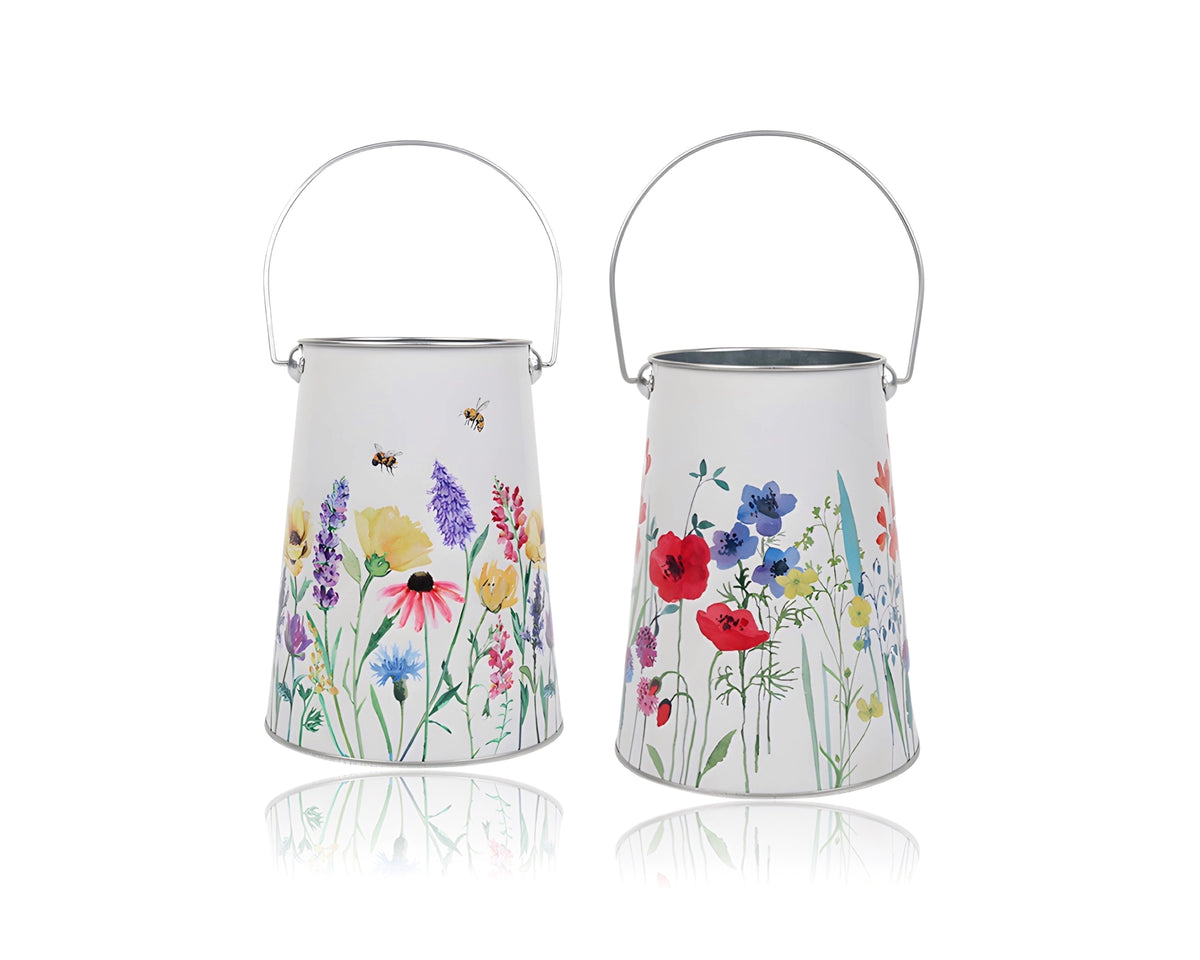 bulk 12 Spring Time Metal Bucket Assorted 26cm