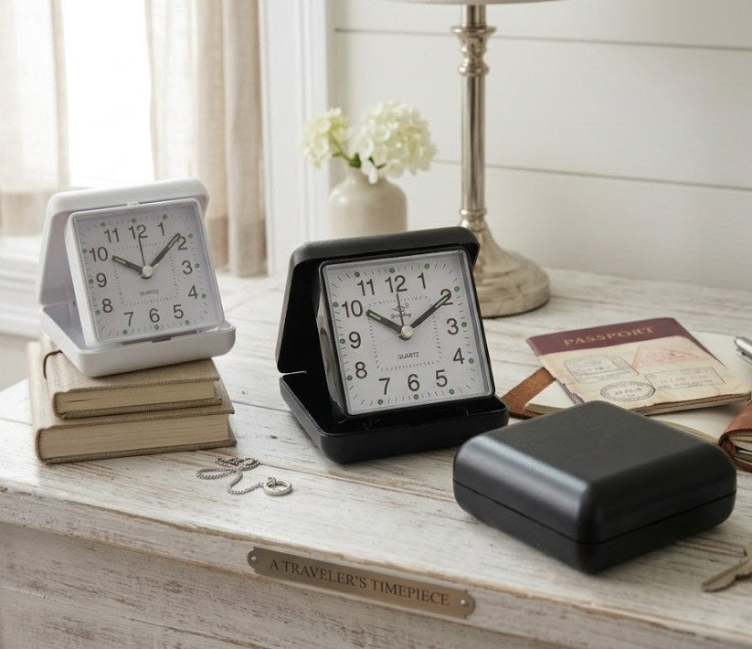 Bulk 12 Square Travel Alarm Clock 10.6x4.6x10.8cm 2 Colours