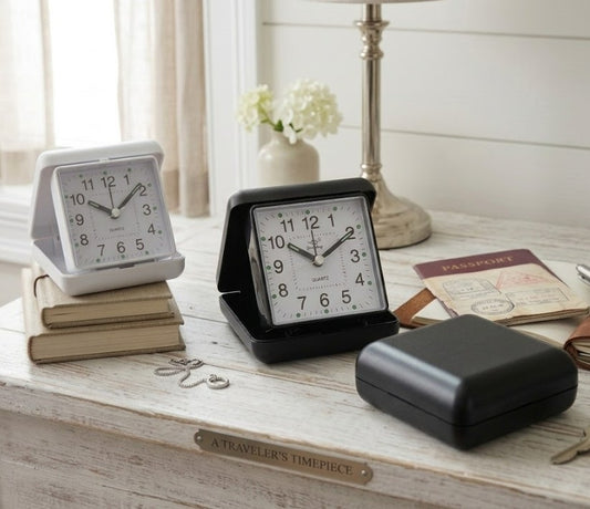 Bulk 12 Square Travel Alarm Clock 10.6x4.6x10.8cm 2 Colours
