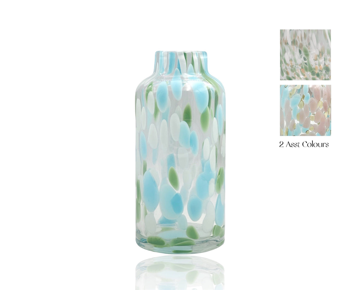 Set 2 Speckled Glass Vase Assorted 12x25cm