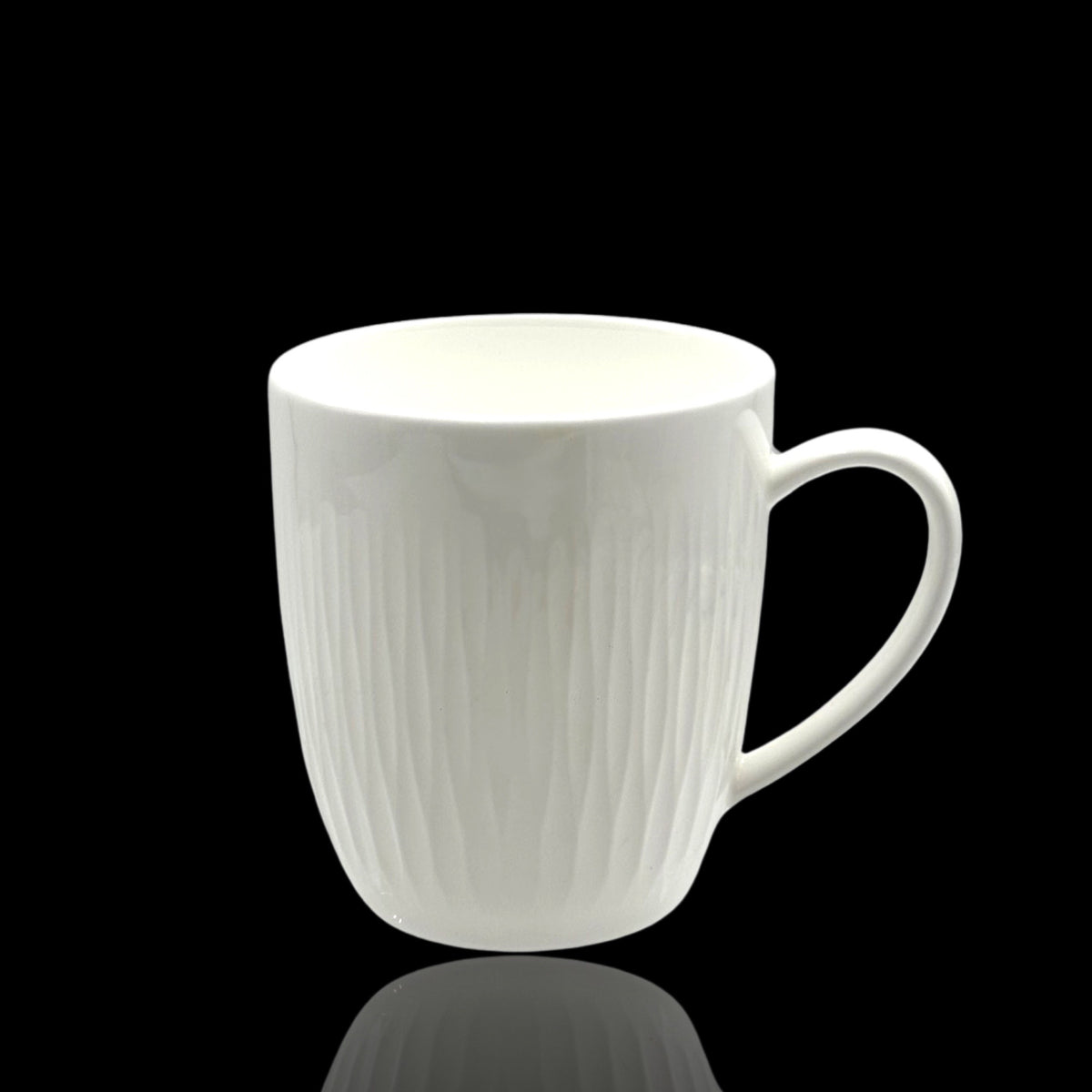 bulk 36 White Bone China Mug w/ Pattern 260ml 