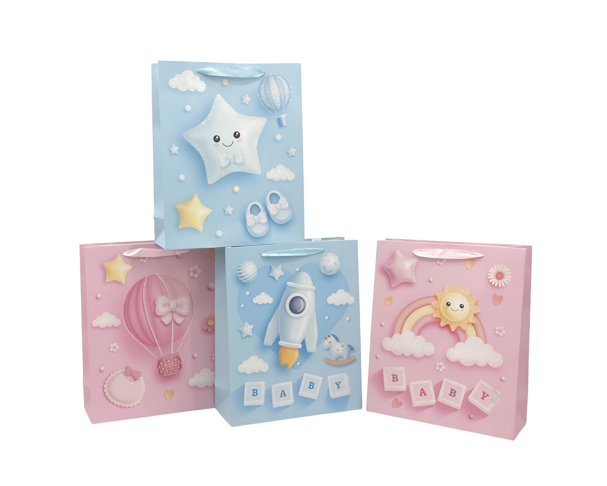 bulk 24 Large Sweet Dream Baby Gift Bag Assorted 32cm