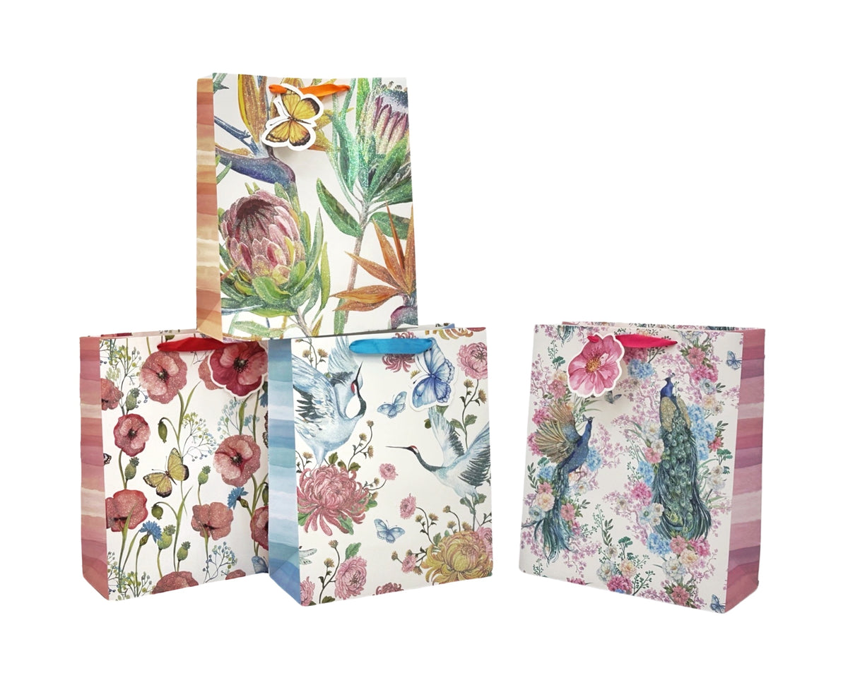 bulk 24 Small Garden Dreams Gift Bag Glitter Assorted 14cm