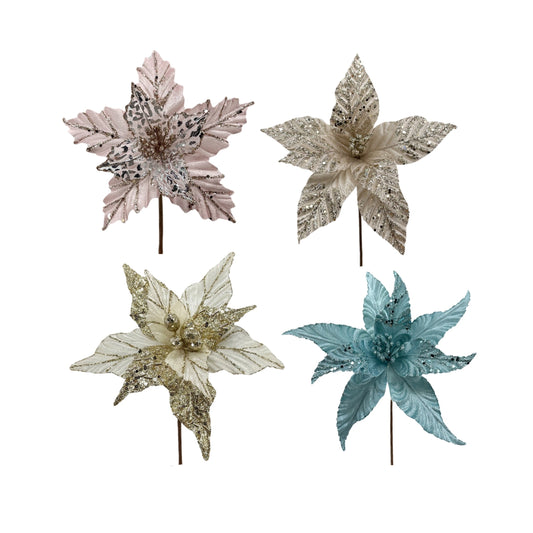 Bulk 36 Xmas Poinsettia 23cm 4 Asst