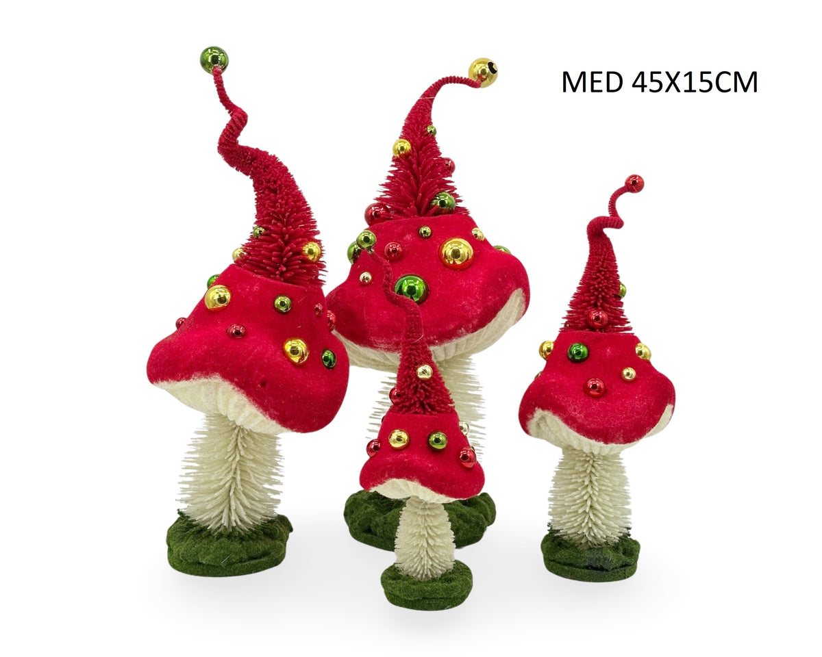 Bulk 4 Xmas Quirky Mushroom Med 45x15cm