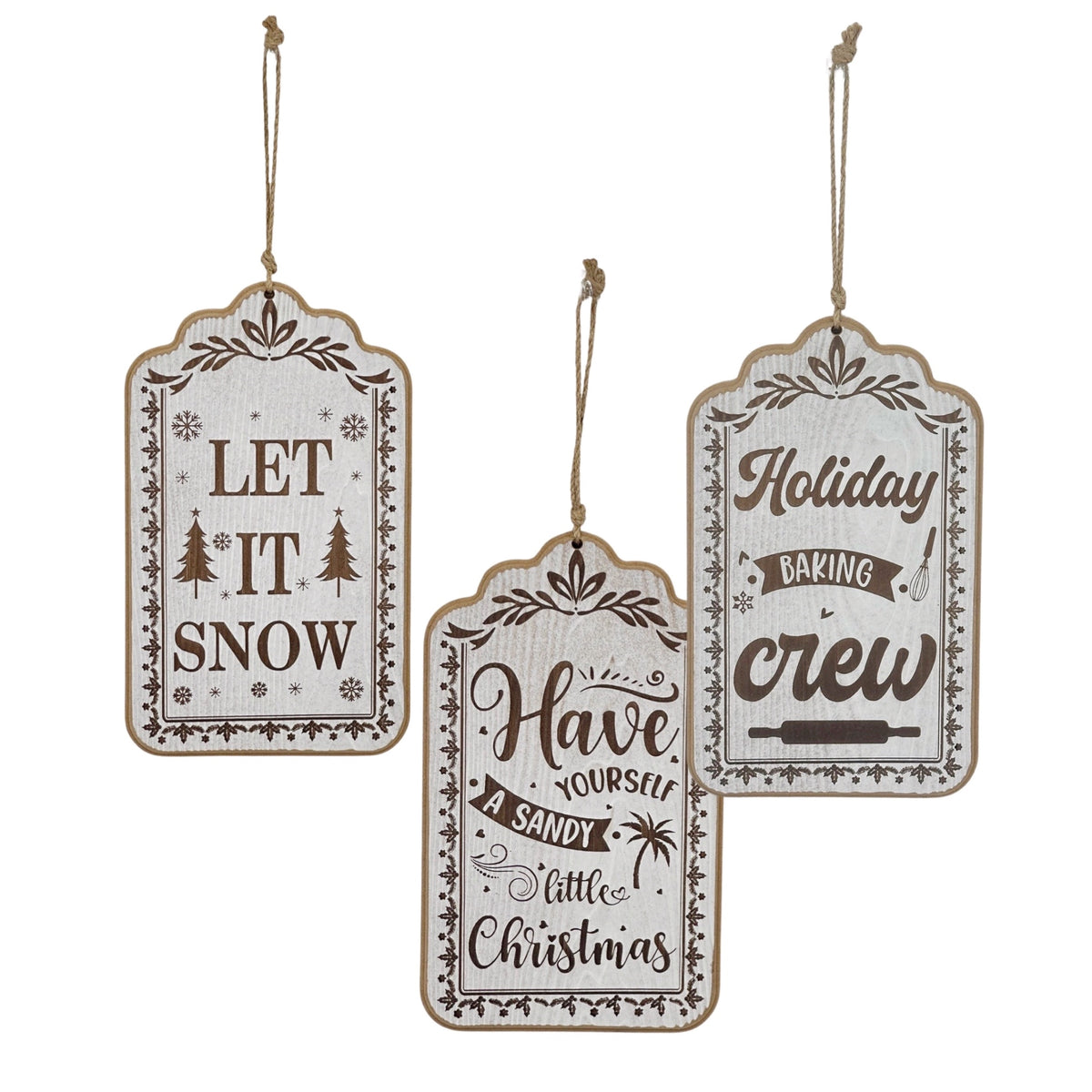 Bulk 9 Xmas Wooden Hanger 43x17.5cm