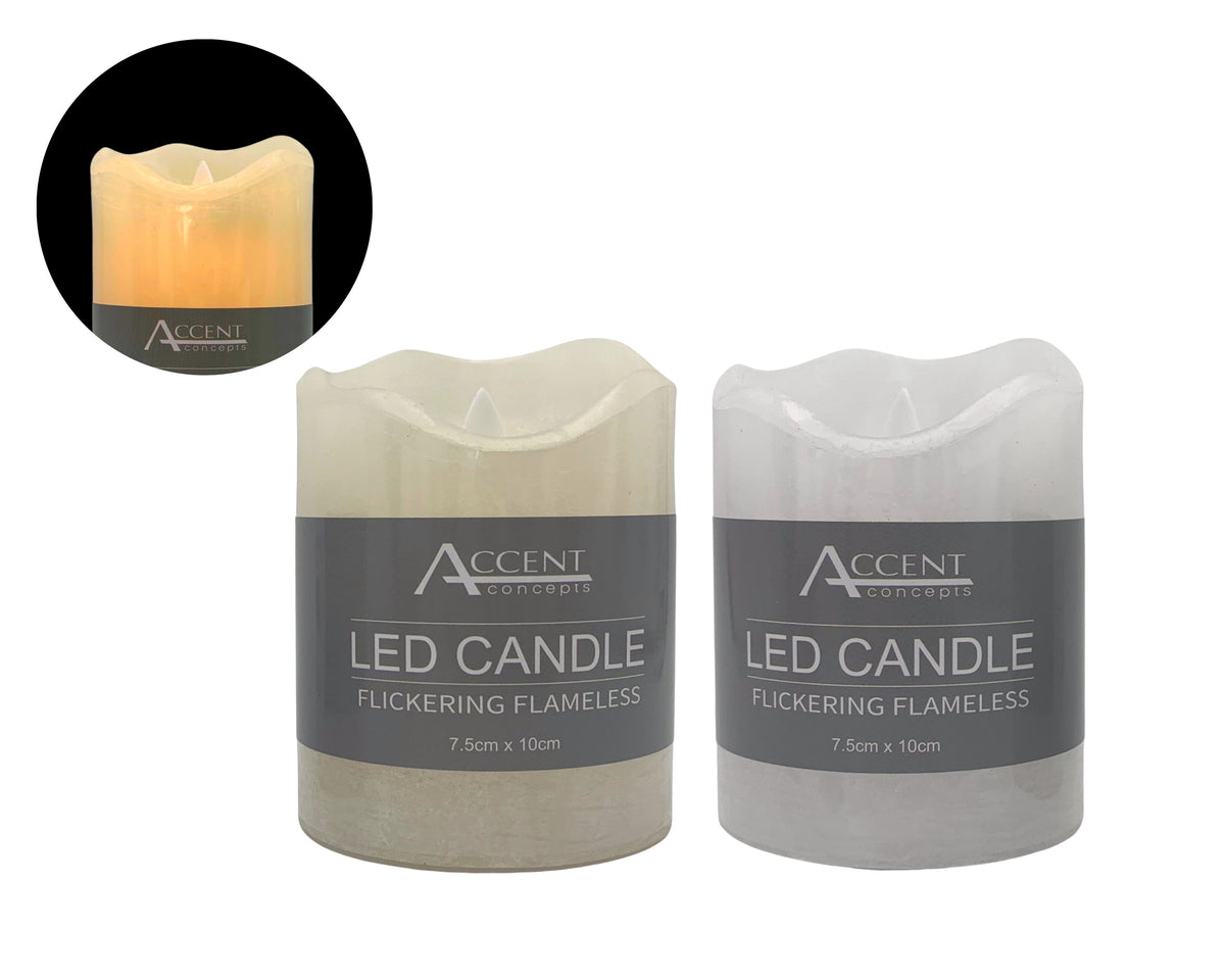 Bulk 24 Flickering Flameless Led Candle 7.5x10cm White & Cream