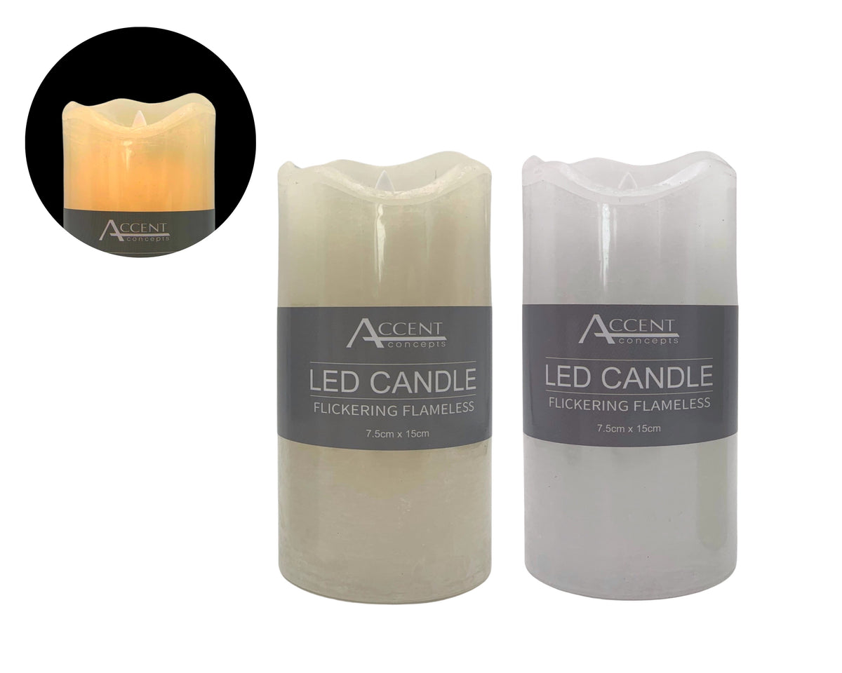 Bulk 24 Flickering Flameless Led Candle 7.5x15cm White & Cream