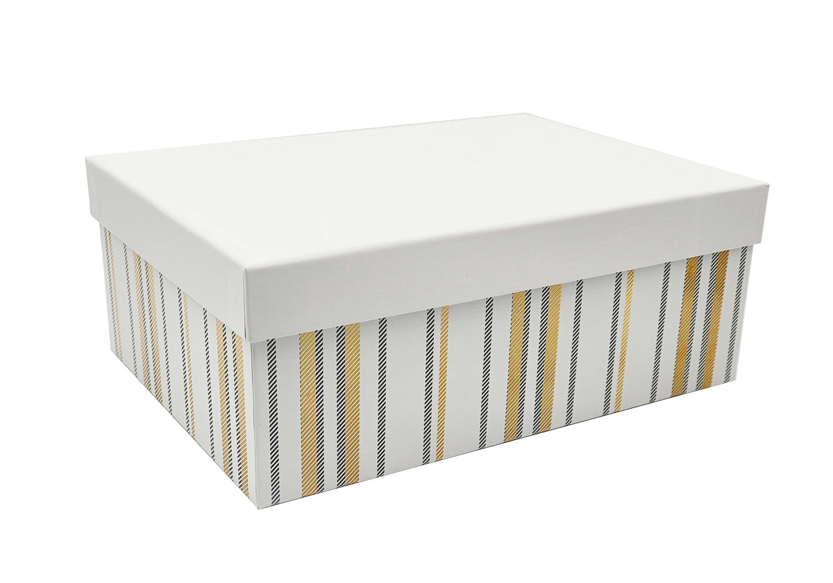 Bulk 2 Foiled Stripes White Gift Box Set 18 43x34x16cm